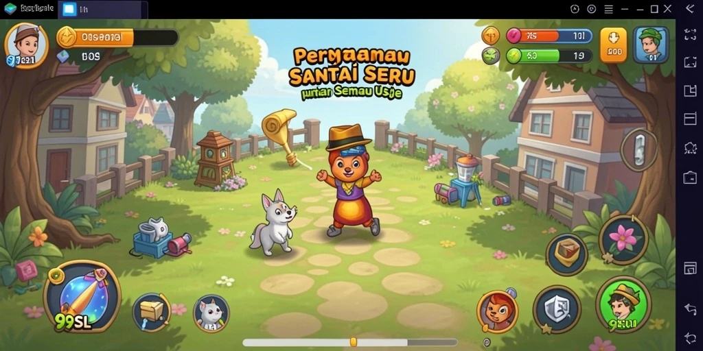 Tampilan gameplay 9SL yang menyenangkan dan penuh warna.