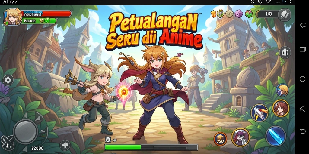 Tampilan gameplay seru dan karakter Anime ikonik dalam AT777.