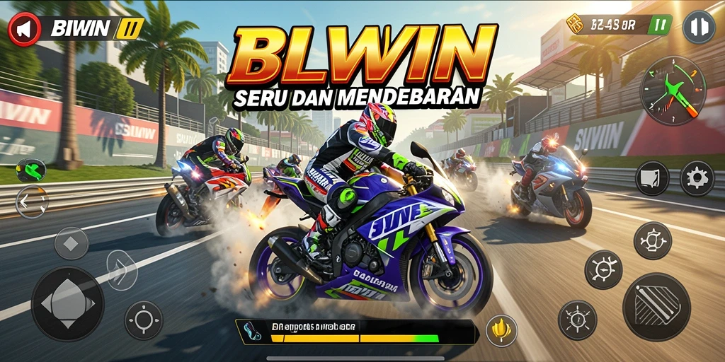 Screenshot gameplay BIWIN menampilkan balapan motor yang penuh aksi.