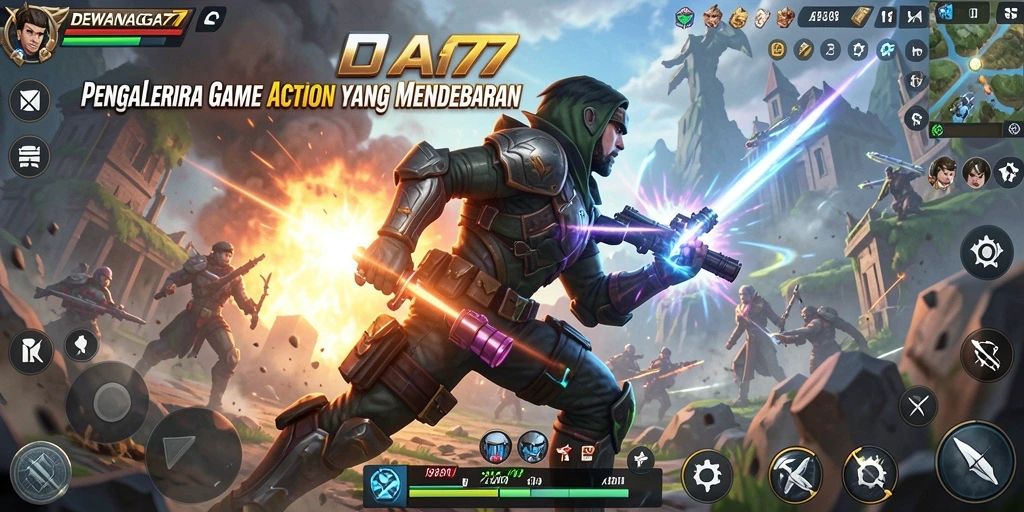 Screenshot DEWANAGA77 menampilkan aksi seru di tengah pertempuran.