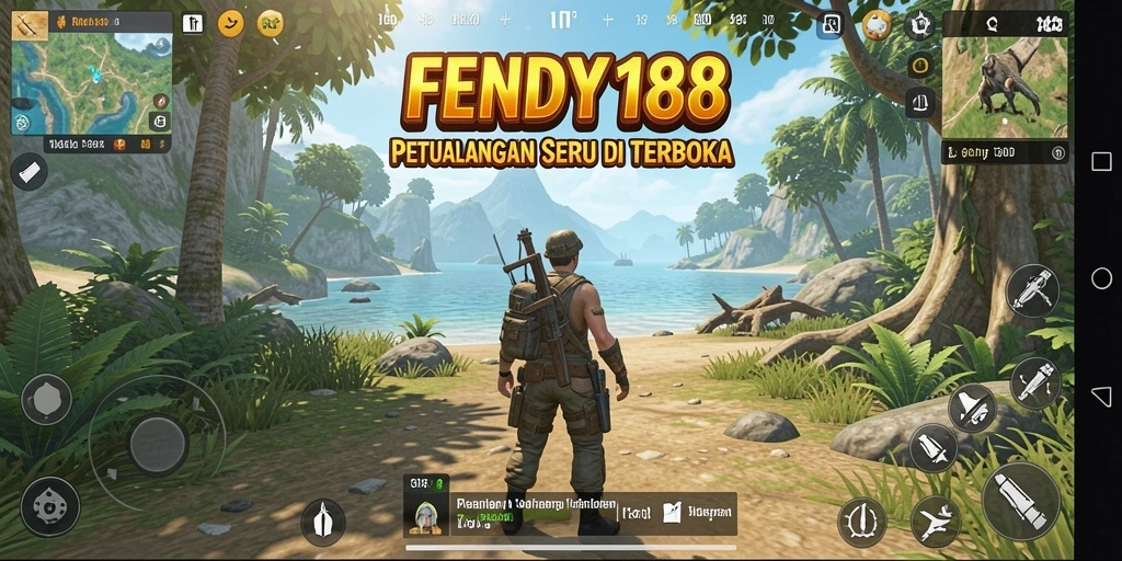 Screenshot gameplay FENDY188 menampilkan petualangan di dunia terbuka yang luas.