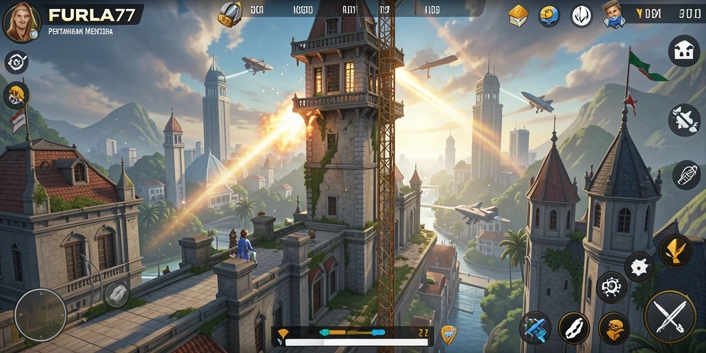 Tampilan gameplay FURLA77 yang mendebarkan dalam Tower Defense.