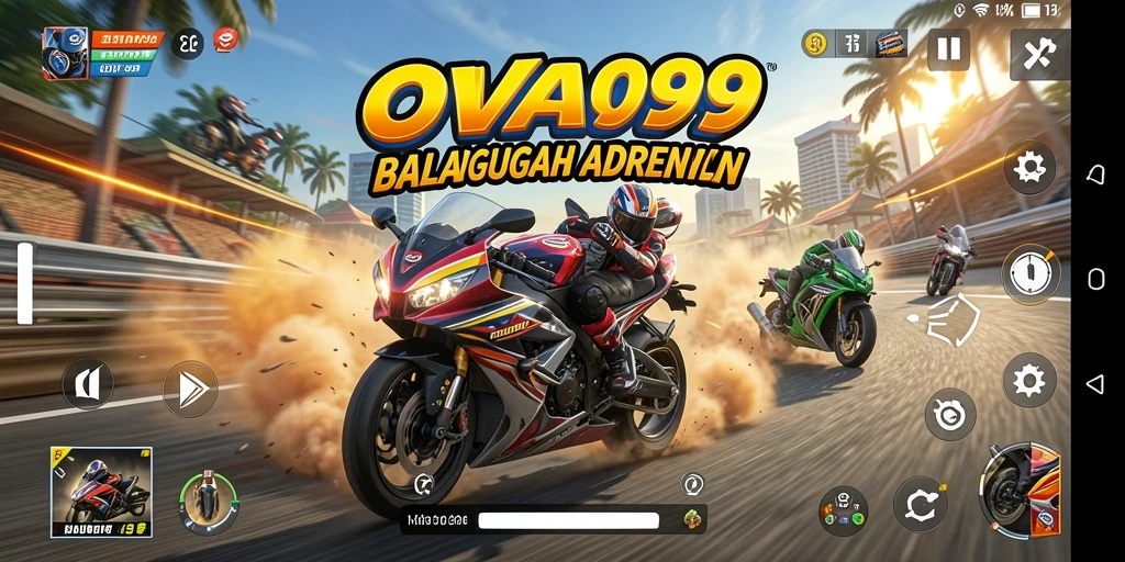 Tampilan permainan OVO99 yang mendebarkan dalam balapan motor.