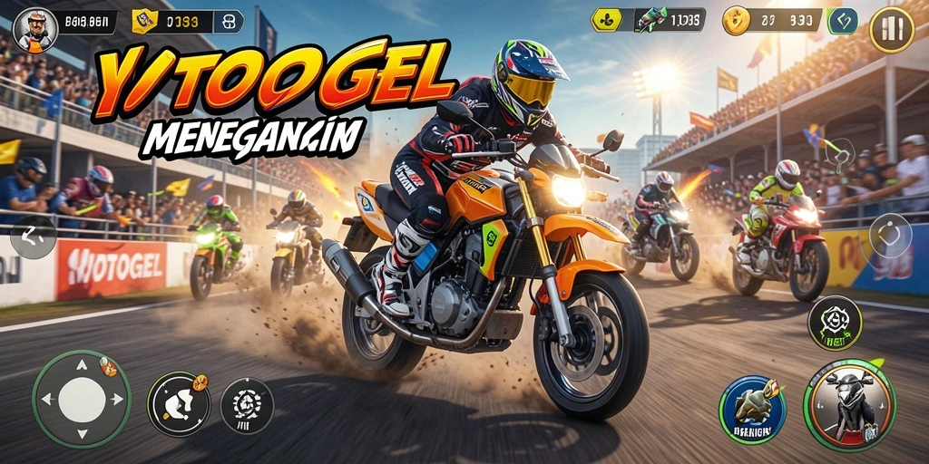 Tampilan gameplay YOTOGEL yang penuh aksi di lintasan balapan.